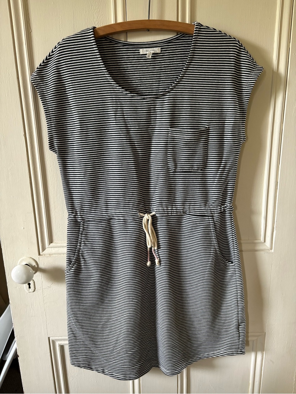 Maurices Black & White Striped Drawstring Mini Dress